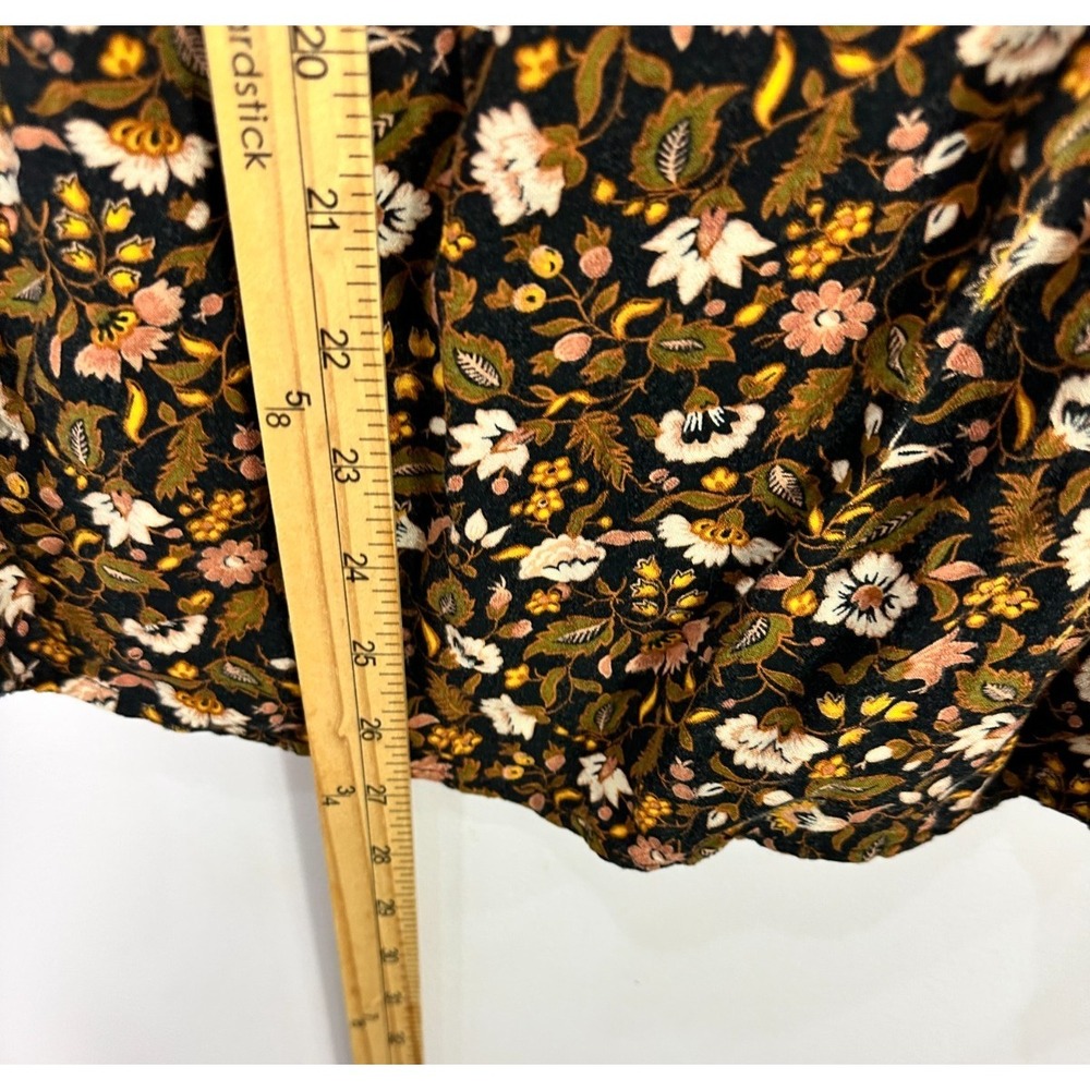 Knox Rose Floral Peasant Top Women Large Black Long Sleeve Dark Cottage Feminine - Picture 6 of 7